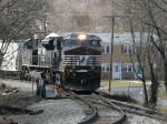 With the switch thrown, V92 is now ready to take her 76 grain cars to the Pilgrim's Pride Mill