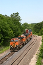 BNSF 1051 leads the westbound  Z NYCLAC9 17 on this very humid 90 degree day.