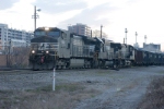 NS import coal train 72W heads out of Andrews Yard and heads south (west) toward Augusta