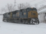 CSX 4602 leads G010-09 through the snow