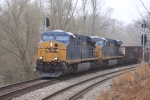 CSX 702 approaches the east end of the Hood Siding