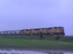 Southbound Grain Train on an Overcast Day