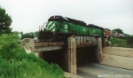 BN 8020 crossing 48th Street bridge