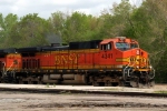 BNSF C44-9W 4341 leads a eastbound "worm" grain train.