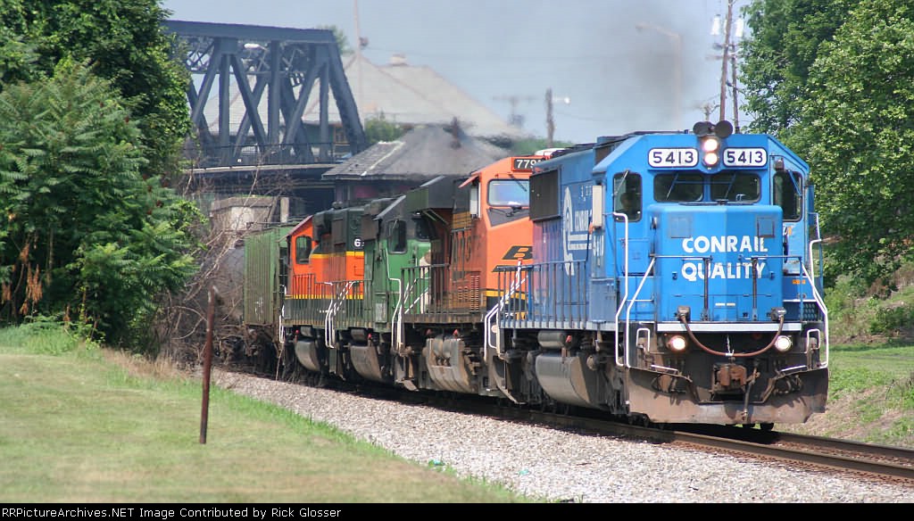 NS Ethanol train 68Q w/Three different BNSF Paint Scheme