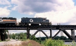 B&M SD-39 # 690 (ex N&W, exx IT) is about to cross the Hudson with an eastbound