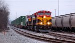 Westbound stack train awaiting the green signal to depart