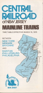 Central Railroad of New Jersey, Mainline Trains Time Table - 1975