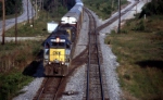 A pair of CSX SD40-2's lead NS train 282D723 East through Wentzville. The lead to Wentzville Yard can be seen in the background.