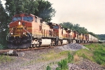 Eastbound stack train behind plenty of power