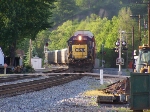 CSX 8545 shoving  up the east slope of Sand Patch.  Train flew past me probably about 45 mph, but was down to about half that when the helper rolled past.