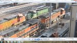 A Burlington Northern SD40-2 at BNSF Northtown Yard at Mpls MN in Jan 2013.