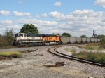 BNSF 9819 & 5788 head west past the CKIN interchange track with E927