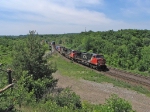 CN 2571 hauling a stack train down the Dundas Sub