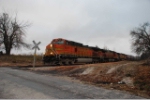 BNSF 4017 leads the first grain run thru on the AM