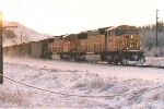 Westbound coal train at daybreak