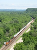 BNSF 7302 leads intermodal south by the detector