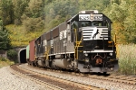 NS 6325 shoves hard on the back of 134 car manifest into Allegheny tunnel