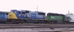 CSX 721 works the yard with a lease unit