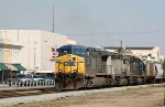 CSX 321 leads a loaded grain train southbound