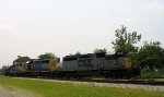 CSX 8324, 8091, and 2652 pull one car