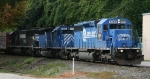 NS 3385 leads an all EMD lashup on train 350 into Glenwood Yard