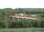  GE's in tow crossing the Hooch near CP Gilstrap