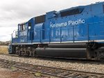 Kelowna Pacific Railway train passes through the Okanagan Valley Railways yard. GMTX 2641