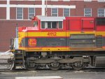 Kansas City Southern SD70ACe no. 4112 facing east towards the Missouri River bank near downtown Atchison, Kansas.