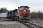 Ex ATSF warbonnet leads ns 192 into town it will leave sunday on 191