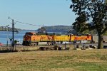 BNSF 5995 Heads up a empty coal drag along the Mississippi river.