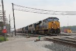 Q326 pulls east to begin doubling the 50+ potash cars on the headend over to the mainline