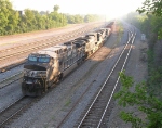 NS 9865 leading train, headed for the yard