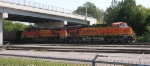 BNSF 5804 waiting on NS mainline leading empty unit coal train