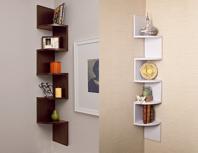 Laminated Veneer Corner Wall Mount Shelf - Contemporary - Wall ...