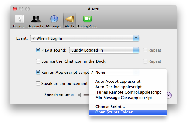 Open ~/Library/Scripts/iChat folder