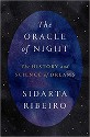 The Oracle of Night, the history and science of dreams, by Dr. Sidarta Ribeiro - title on a blue and purple marbled oval, surrounded by a black starry sky