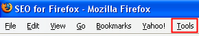 Firefox Tool Options Menu.