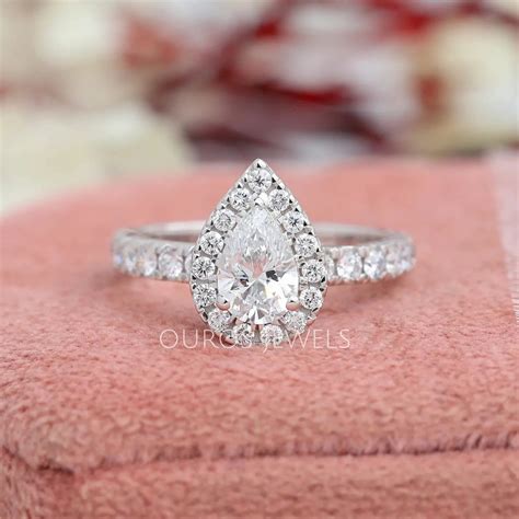 Pear Halo Engagement Ring | Ouros Jewels