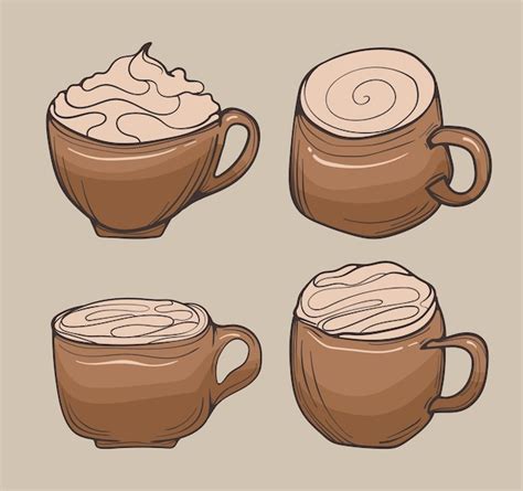 Premium Vector | Different Types of Coffee Mugs Hand Drawn Vector ...