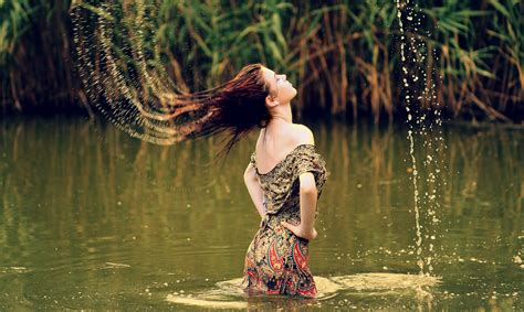 Free Images : water, nature, forest, girl, woman, sunlight, flower ...