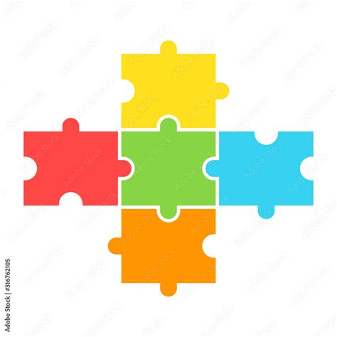 Puzzle 5 piece design. Clipart image isolated on white background Stock ...