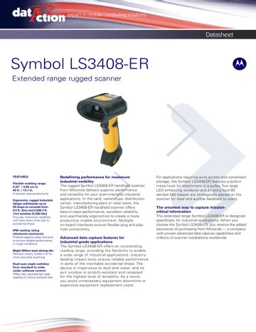 Symbol LS3408-ER scanner datasheet | Manualzz