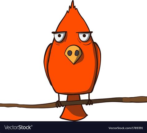 Funny red cartoon bird Royalty Free Vector Image