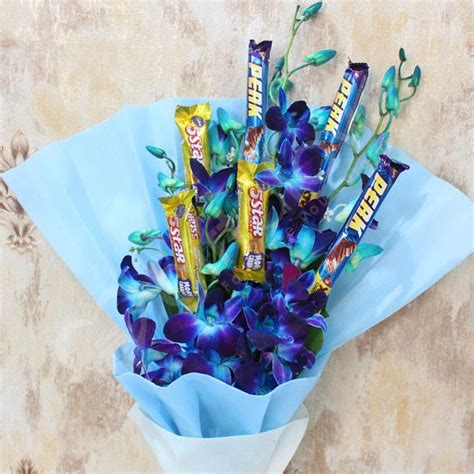 Send Bouquet of Blue Orchids with Chocolates Online - GAL22-108294 ...