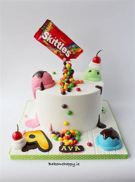 Skittles and ice cream cake - Decorated Cake by Elaine - CakesDecor