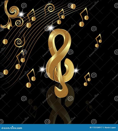 Gold Musical Note on Black Background Vector Stock Vector ...