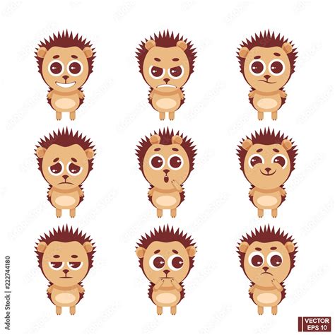 Set of emoji cute hedgehog. Stock Vector | Adobe Stock