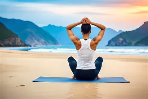 Premium Photo | A man doing yoga on the beach