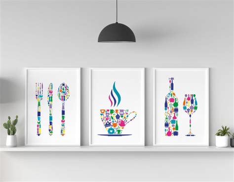 Kitchen Wall Art Prints Set of 3 Posters Colourful Kitchen - Etsy UK